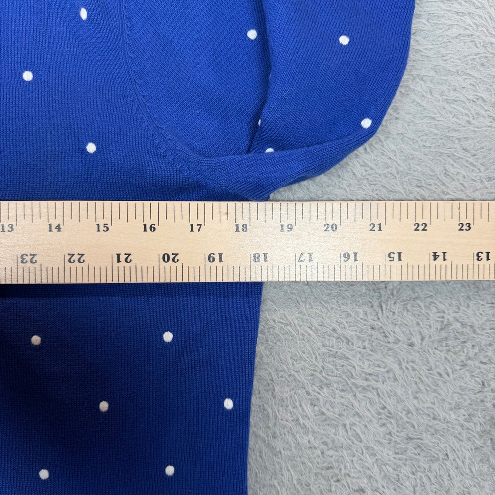 Lauren Ralph Lauren Blue Polka Dot Boat Neck 3/4 Sleeve Knit Top Small - Picture 7 of 10